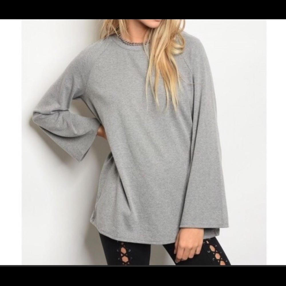 Gray Tie-back Sweater